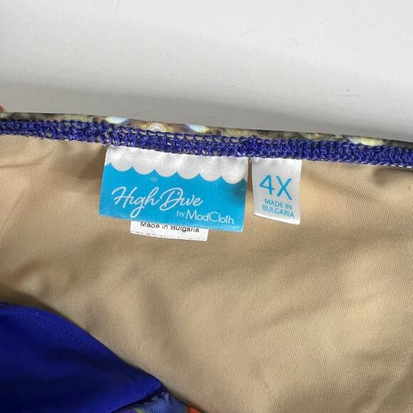 ModCloth Be Pacific One-Piece Strapless Swimsuit Plus Size 4X - Picture 3 of 11